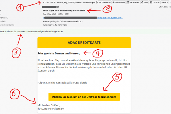 Vorsicht, Phishing: Gefälschte ADAC Kreditkarte E-Mails im Umlauf