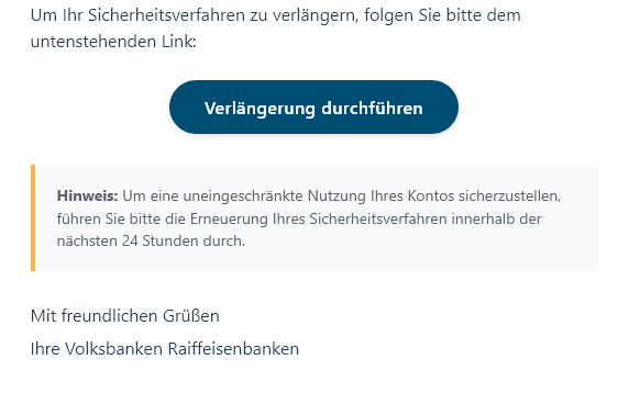 Volksbank-Phishing-Mail vom 13.04.2026