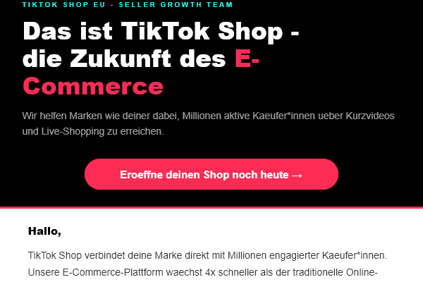 TikTok Shop-Einladungen im Unternehmenspostfach: Ist das Spam, Scam oder einfach nur aggressives „Groth-Marketing“?