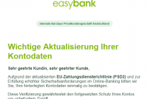 Phishing-Mil vom easybank Kundenservice