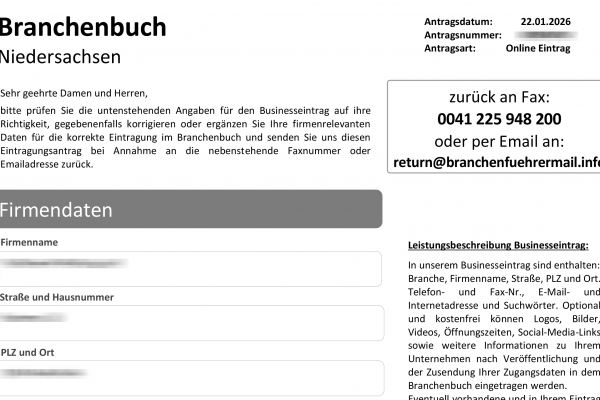 Vorsicht, Abofalle: Branchenbuch Niedersachsen