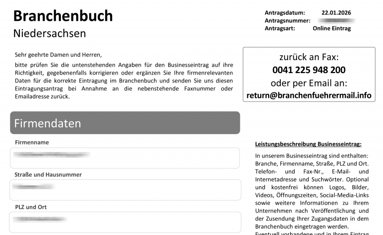 Vorsicht, Abofalle: Branchenbuch Niedersachsen